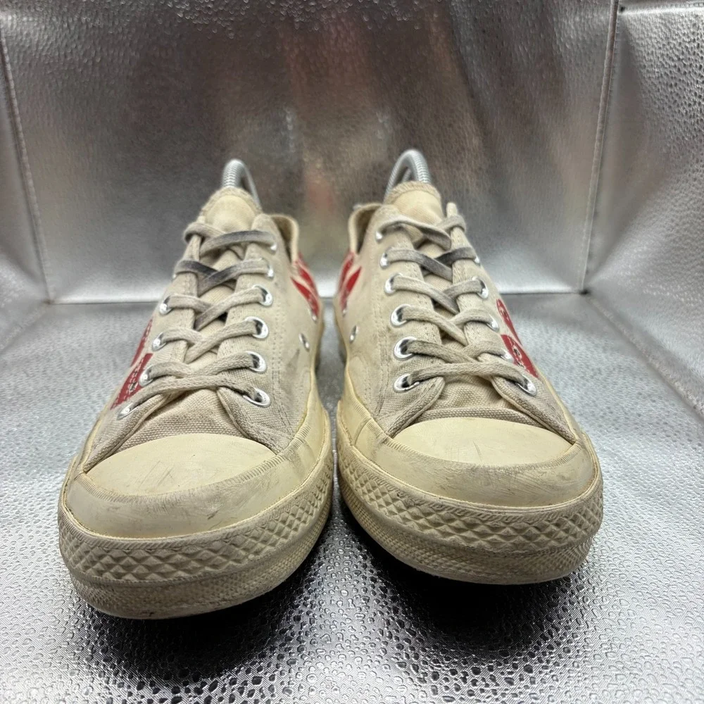 Size M7/W9 Converse Comme Des Garcons Play Beige Unisex Multi Heart Sneaker Shoe